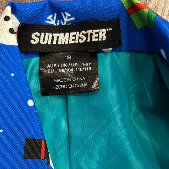 SUITMEISTER Christmas full Suit Snowman Jacket Pants & tie - size small - Picture 7 of 15